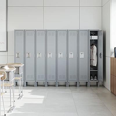 Metal Locker Storage Cabinet,55 inch Steel Retro Wardrobe,4 Doors Lockable with Shelf ,Adjustable Legs Organizer Locker, Gray