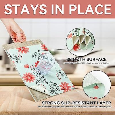 Shelf Liner for Kitchen Cabinets, PVC Drawer Liner for Dresser Non-slip,  Non-adhesive Cabinet Liner Washable red Flower L Grip 