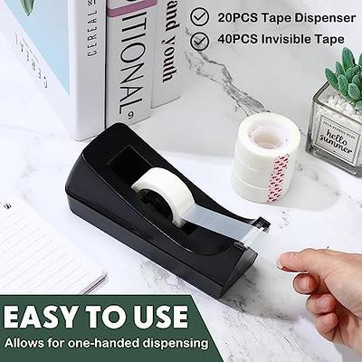  10 Pack Desktop Tape Dispenser Non Skid Base Tape Dispensers  20 Rolls Invisible Tape with Dispenser 0.7 x 985 Inches Tape Refills for Dispenser  Desk Tape Dispenser for Office Home School : Office Products