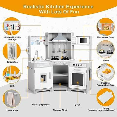  Toy Oven Play Kitchen Accessories - Realistic Pretend Play  Appliance for Kids with Lights & Sounds, Unique Kids Kitchen Playset Play  Food Toddler Learning Toys for Boys Girls Gift Birthday Christmas 