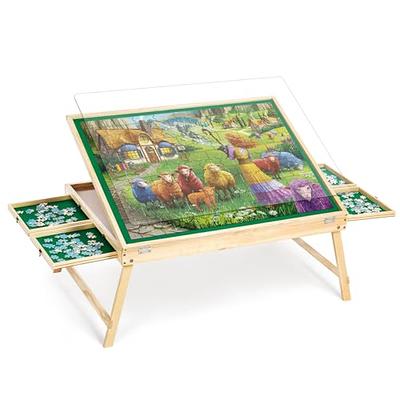  bnwent Wooden Jigsaw Puzzle Table - 4 Drawers, Puzzle Boards  for Puzzle Storage, Portable Puzzle Easel for Adults Teens,Jumbo (1500  Piece) : Toys & Games