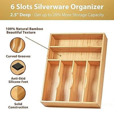 Umilife Kitchen Drawer Organizer, 12 Inch Silverware Utensil Tray Holder, Extra  Deep, with Non-Slip Feet & Grooved Drawer Divider, 6 Slots Total Bamboo  Wood Caddy for Flatware Cutlery Knives - Yahoo Shopping