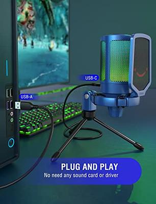 FIFINE USB Gaming PC Microphone for Streaming Podcasts AmpliGame RGB Computer Condenser Desktop Mic Cardioid Pattern for  Video Plug and Play O