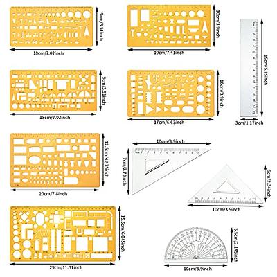 11 Pcs Plastic Drawing Template Ruler Geometric Drawing 12 Inch Triangular  Aluminum Architect Scale Measuring Templates Building Geometric Kit Plastic  Ruler for Drafting(Yellow, Simple Style) - Yahoo Shopping