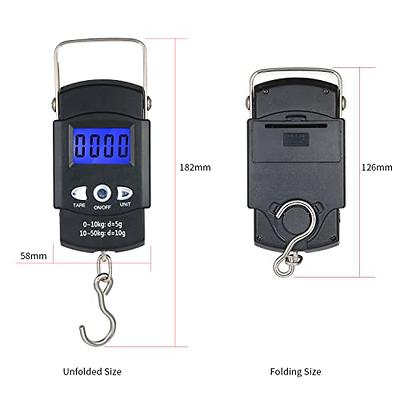 Portable Fishing Scale, Digital Hanging Hook Scale with Backlit LCD Display, Electronic Travel Scale for Luggage, 110lb./ 50 kg