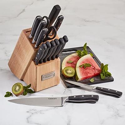 Cuisinart Classic Forged Triple Rivet, 15-Piece Knife Set with Block,  Superior High-Carbon Stainless Steel Blades for Precision and Accuracy