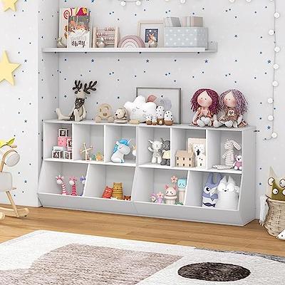 Homfa Kid's Cubby Toy Storage Cabinet, Wood Toy Organizer of 5 Bins,  Children's White Bookcase, Toy Chest for Bedroom Living Room