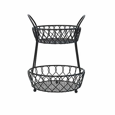 Gourmet Basics by Mikasa Grid 2-Tier Basket, Black