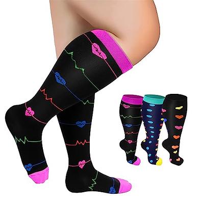 WHOTAY Plus Size Compression Socks Wide Calf for Women 20-30mmhg