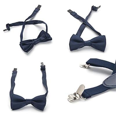 Navy Blue Clip-on Braces Elastic Suspenders 100% Cotton Baby Pink Bowtie  Bow Ties for Baby Infant / Boy Kids Toddler / Youth / Adult 