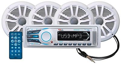 BOSS Audio Marine 180 Watt 2 Pack 6.5 Inch Speakers, AM/FM Receiver, and  Antenna 