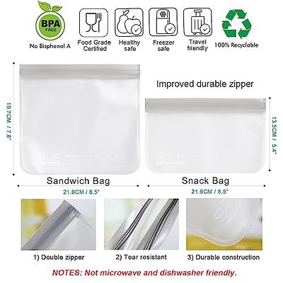 Reusable Gallon Freezer Bags - 6 Pack LEAKPROOF EXTRA THICK 1 Gallon Bags  for Marinate Food & Fruit Cereal Sandwich Snack Meal Prep Travel Items Home