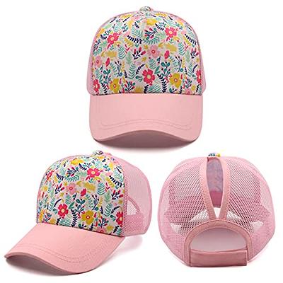 Girls Pony Hat Distressed High Ponytail Messy Bun Baseball Caps Kids  Trucker Floral Sun Protection Hats Biking Cap(4-10years) - Yahoo Shopping