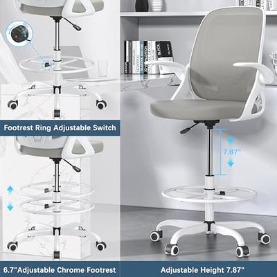 Drafting Chair, Tall Office Chair with Flip-Up Armrests Executive Ergonomic Computer Standing Desk Chair, Office Drafting Chair with Lumbar Support