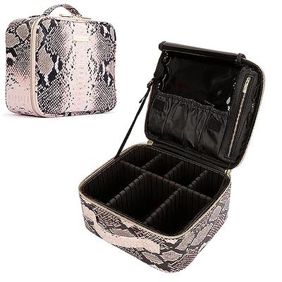 ROWNYEON Snake Print Makeup Travel Case Portable Makeup Bag Organizer Cosmetic  Makeup Train Case Storage Bag with Adjustable Dividers Cosmetic Bag for  Women,Girls Snake Embossed Pink PU Leather Small - Yahoo Shopping