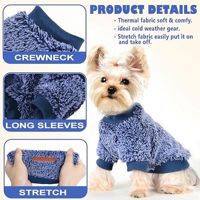  Dog Sweater Hoodie Winter Puppy Hoodies for Small Dogs Boy  Girl Teddy Fleece Pet Sweatshirt Clothes Outfits Cold Weather Dog Coat Warm  Cat Apparel for Chihuahua Yorkie Clothing (Medium, Blue) 