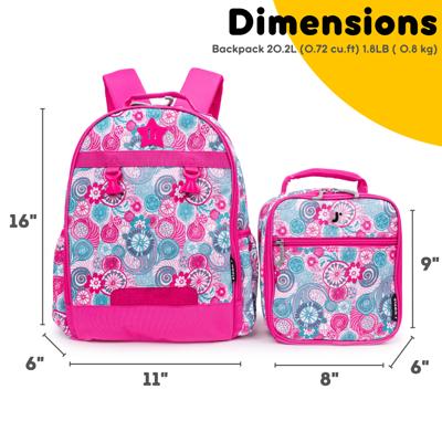 J World Girls Duo 18 Kids Rolling Backpack with Detachable Lunch Box Set  for School, Strawberry