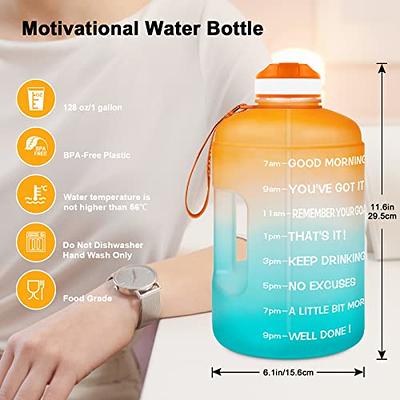 30 Oz Motivational Water Bottle With Straw Time Tracker Great for