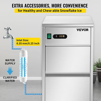 VEVOR 110V Commercial Snowflake Ice Maker 44Lbs/24H, ETL Approved Food Grade Stainless Steel Flake Ice Machine Freestanding Fla