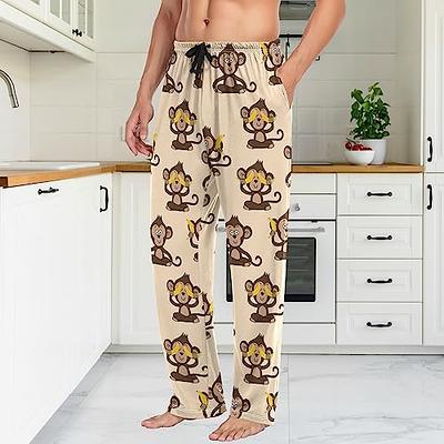 Fisyme Cute Monkey Banana Mens Pajama Pants Men Pajama Bottoms Soft Sleep  Lounge Pj Pants with Pockets, S - Yahoo Shopping