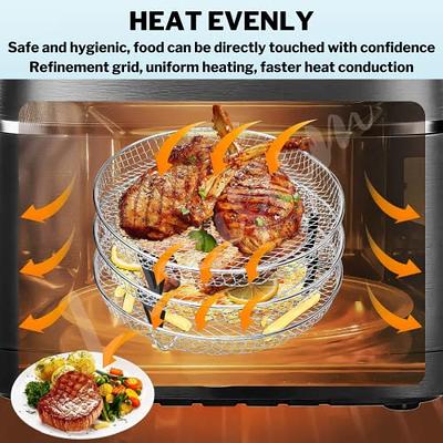 8 Inch Air Fryer Rack Square Three Stackable Racks,Stainless Steel  Multi-Layer Dehydrator Rack,Air