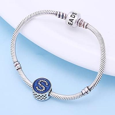 925 Sterling Silver Letter Charms for Pandora Bracelets Alphabet Initial  Beads Jewelry Gift for Women