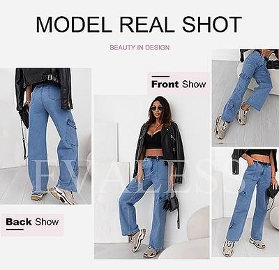 EVALESS Womens Casual Straight Leg Pants 2024 Fashions High Waisted Button  Down Business Work Trousers with Multiple Pockets : : Clothing