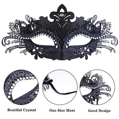 Coddsmz Couple Masquerade Metal Masks Venetian Halloween Costume Mask Mardi Gras Mask (Black+Black)
