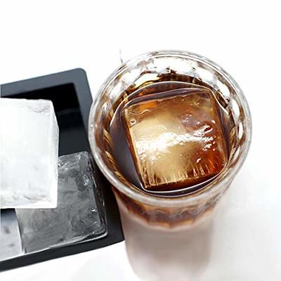 Large Ice Cube Trays with Lid for Whiskey 8 Cavity Silicone Large Ice Cube  Mold with Cover Set of 2, BPA Free