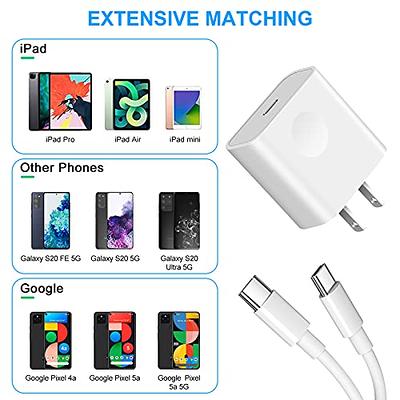 20W USB C Fast Charger for iPhone 15/15 Pro Max, iPad Pro 12.9/11 inch,  iPad Air 5/4th, iPad 10th Gen, iPad Mini, with 6.6ft USB C to C Charging  Cable