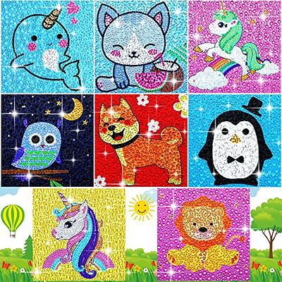 Labeol 6 Pieces 5D Diamond Painting Kit for Kids Painting Kit Crystal Easy Painting  Art Craft Set for Home 5D Full Drill (6 Packs A)