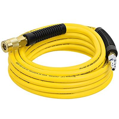 FYPower Air Compressor Hose 3/8 Inch x 50 Feet Hybrid Hose with Fittings,  Flexible and Kink Resistant, 1/4 Industrial Quick Coupler and Plug Kit