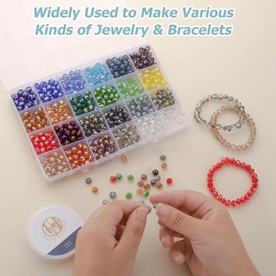 JIYIEW 790 Pcs Glass Beads for Jewelry Making, 28 Colors 8mm Crystal Beads  Bracelet Making Kit for Bracelet Jewelry Making and DIY Crafts (28 Colors