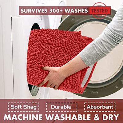 Soft And Absorbent Chenille Bath Mat Set - Machine Washable U