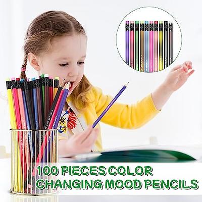  100 Pieces Inspirational Pencils Color Changing Mood Pencil  Motivational Fun Pencils Personalized Color Changing Pencils for Kids  Wooden Heat Activated Pencils with Eraser for Kids, Assorted Colors :  Office Products