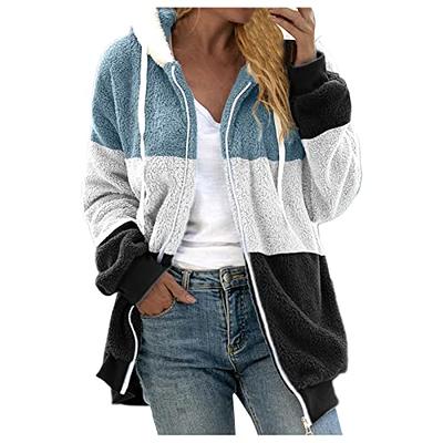 Chalecos De Mujer De Vestir, Womens Button Down Hooded Jacket Sweatshirts  Sherpa Fleece Fuzzy Hoodies Pullovers Plus Size Winter Warm Soft Outwear  White Puffer Jacket 