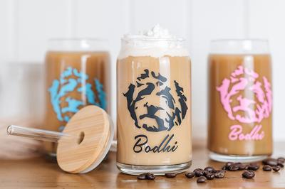Cute Cow Beer Can Iced Coffee Glass Cup With Lid and Straw Glass