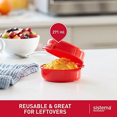 Sistema Heat and Eat 4 Rectangular Food Containers with Lids 1.25L + 2x 525ml | Locking Clips & Steam Release Vents | BPA-Free Microwave Set, 8x10