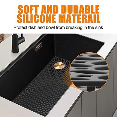 JUSTOGO Silicone Sink Mat, Rear Drain Kitchen Sink Mats Grid