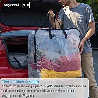 VENO 6 Pack Moving Bags and Large Christmas Storage Bins with lids. Packing  Supplies for College. Alternative to Moving Boxes. Space Saving Foldable