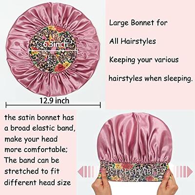 Satin Bonnet Hair Bonnet for Sleeping- 4 Pack Large Silk Bonnets for Black  Women with Elastic Soft Band for Hair Care