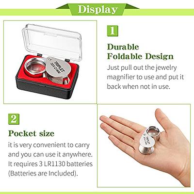 3 Pieces Magnifying Glass 30X 40X 60X Jewelers Loupe Illuminated Jewelers  Eye Loupe Foldable Loupe Magnifier with Light Diamond Magnifying Glass for  Gems Jewelry Coins Stamps Watches - Yahoo Shopping