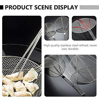 Spider Strainer Skimmer, Fine Mesh Stainless Steel Spider Strainer Ladle Exceptional Frying Spoon with Handle, for Kitchen Deep Fryer, Pasta