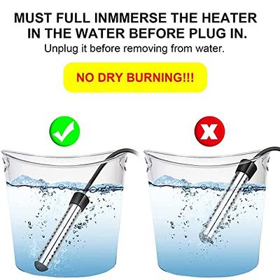 Immersion Water Heater, with 304 Stainless Steel Cover Intelligent  Temperature Control and Digital LCD Thermometer Portable Bucket Heater Heat  5 Gallons of Water in Minutes 1500W 