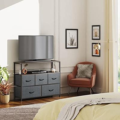 Yitahome  8 Drawer Fabric Dresser Storage Tower Wooden Top Light Gray