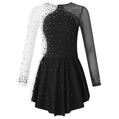 Agoky Kid Girls Shiny Figure Ice Skating Dress Long Sleeve Gymnastic Leotard  Dress Roller Skater Ballet Dance Dress Dancewear Black B 8 Years - Yahoo  Shopping