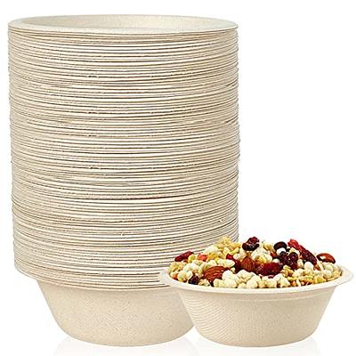 Kaderron 35 oz 50 Pack Compostable Large Paper Bowls with Lids, 100%  Biodegradable Disposable Bowls Bulk Leakproof and Microwave Safe for  Hot/Cold Use