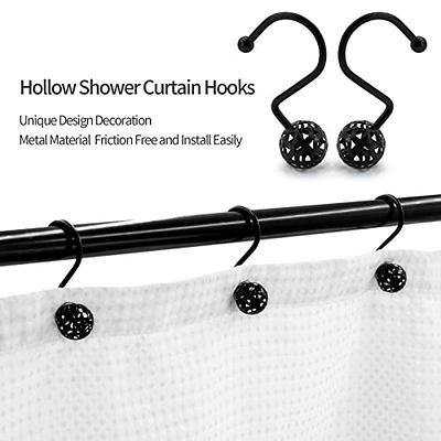 12PCS Rustproof Hollow Ball Shower Curtain Hooks Decorative Metal Shower  Curtain Rings for Bathroom Rod