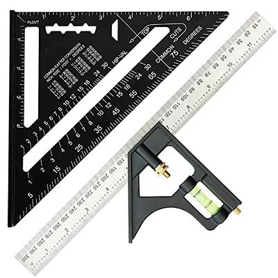 KAMMQI Carpenter Squares Rafter Square with Level 7 inch Metal Triangle Square Carpenter Tools Layout Tools Stainless Steel Woodworking Square