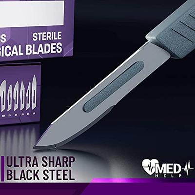 10 Sterile Surgical Blades #12 With Black Scalpel Handle #3